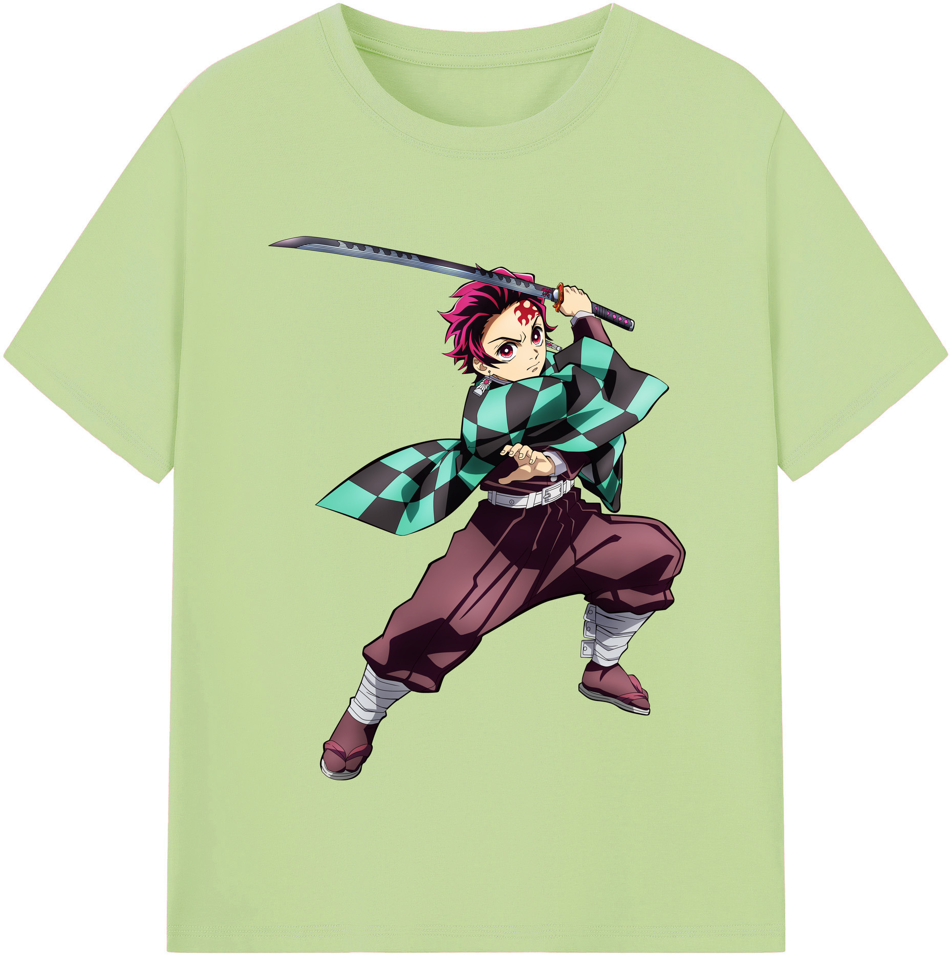 （画像用） 鬼滅の刃 竈門 炭治郎／かまど たんじろう Kamado Tanjirou 綿100％半袖Tシャツ（フロントプリント）